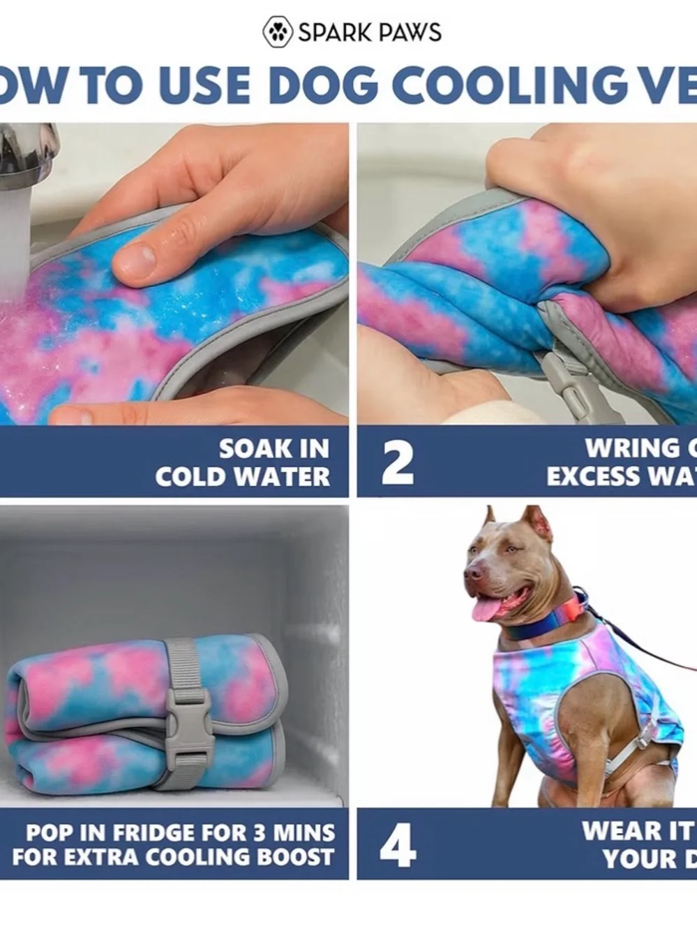 Spark Paws Dog Cooling Vest ,XLarge, Pastel,SPF 50 UV Sun Protection